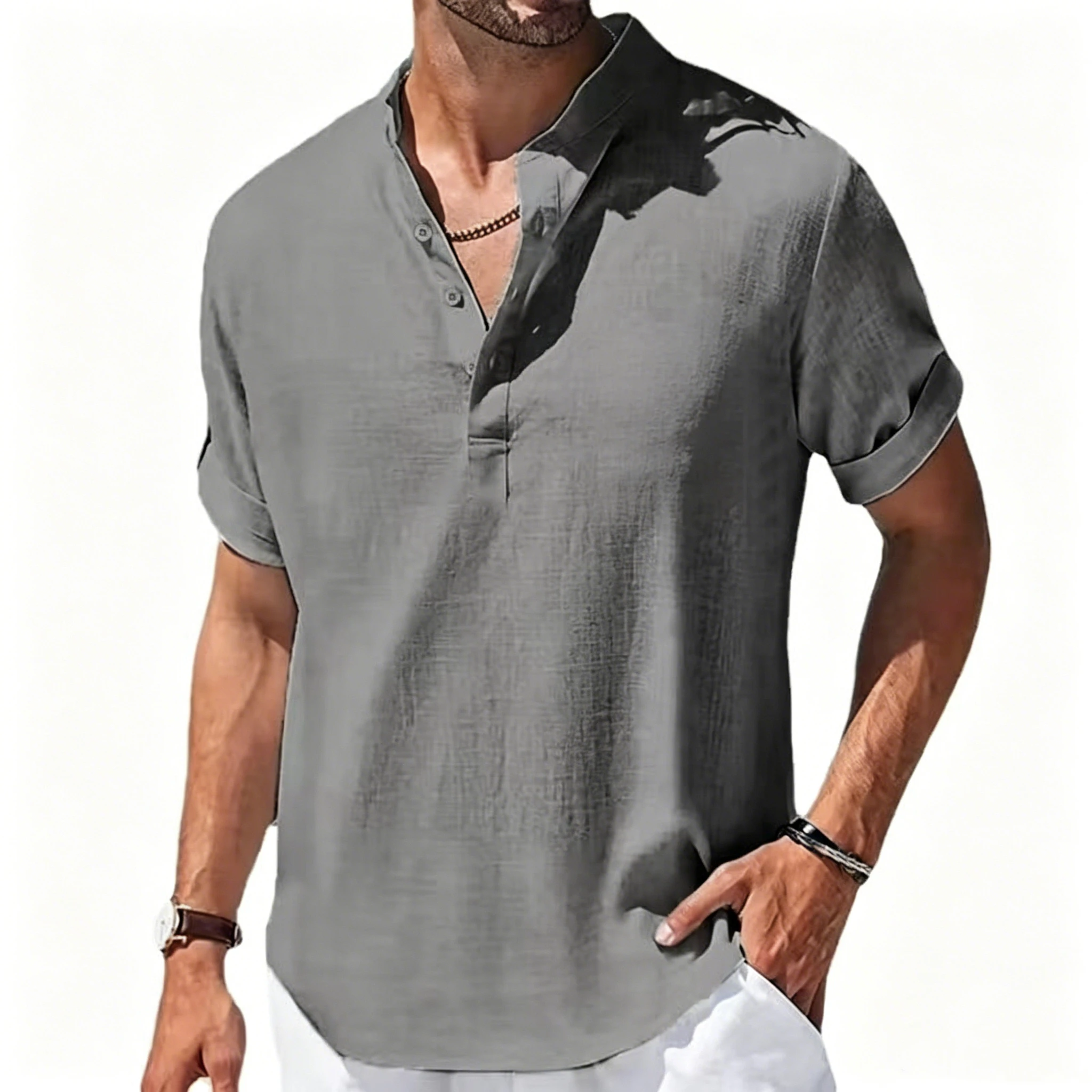 2026 Fashion Cotton Linen Shirt Men Henley Neck Casual Beach Short Sleeve Solid Color Male Tops T-shirts Vintage Streetwear
2026 Fashion Cotton Linen Shirt Men Henley Neck Casual Beach Short Sleeve Solid Color Male Tops T-shirts Vintage Streetwear