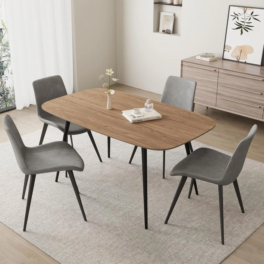 47.2" dining table set for 4. Modern wood dining table with leather chairs. Set of 4. Ideal for kitchen dining room.
47.2" dining table set for 4. Modern wood dining table with leather chairs. Set of 4. Ideal for kitchen dining room.