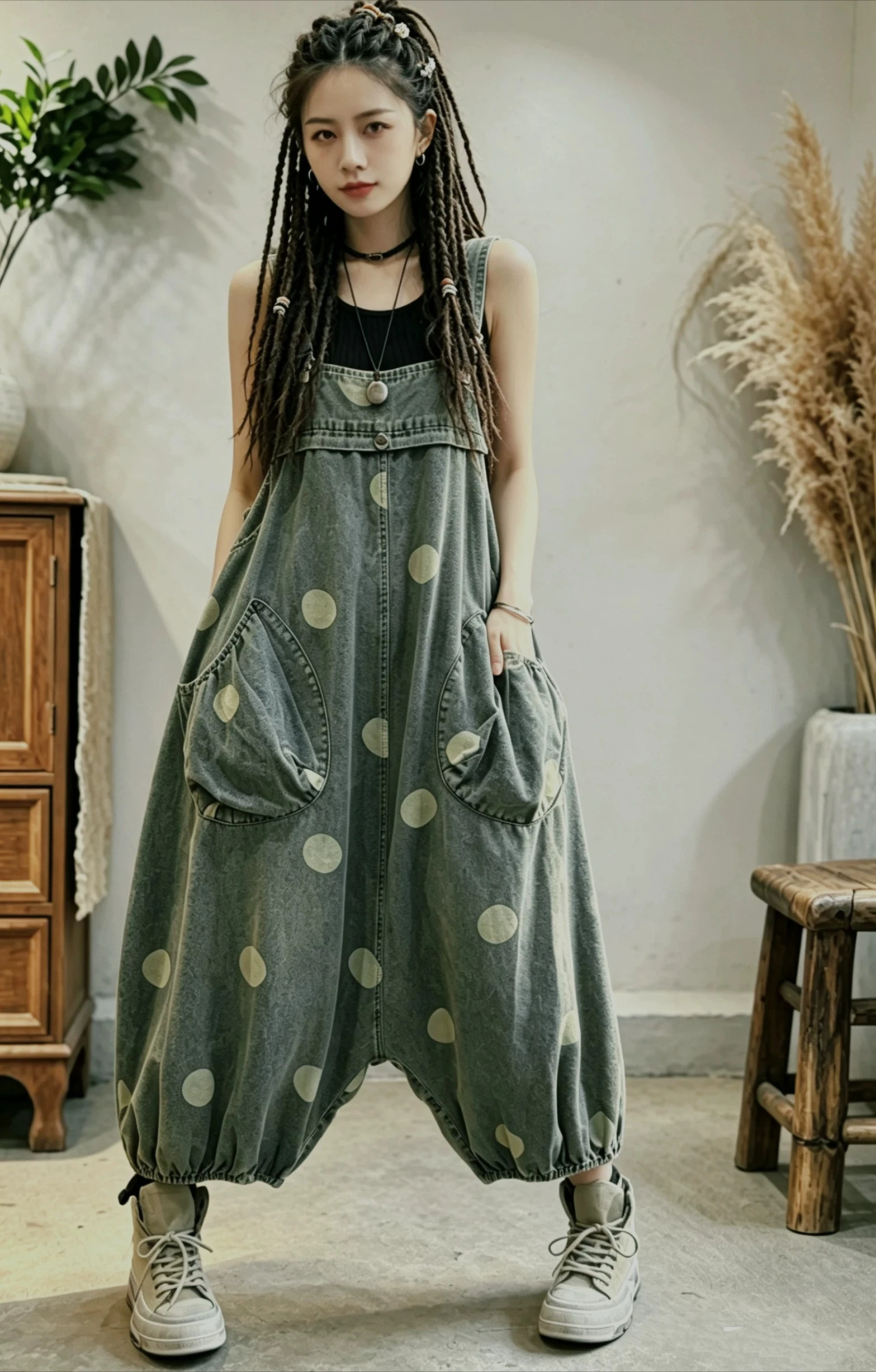 2026 Spring/summer New Women's Denim Overalls Loose Polka Dot Jumpsuit
2026 Spring/summer New Women's Denim Overalls Loose Polka Dot Jumpsuit