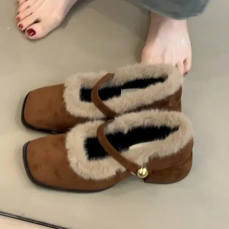 Elegant Square Toe Faux Fur Mary Jane Shoes Women Winter Fashion Suede Slip on Medium Heel Pumps French Retro Dress Party Pumps
Elegant Square Toe Faux Fur Mary Jane Shoes Women Winter Fashion Suede Slip on Medium Heel Pumps French Retro Dress Party Pumps