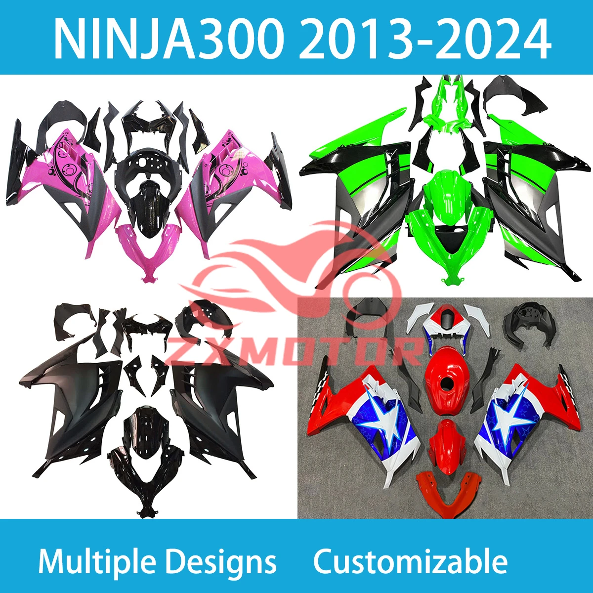 Motorcycle Fairing Kit for KAWASAKI NINJA300 2013 2014 2015 2016 2017- 2022 2023 2024 Customized Fairings EX300R 13-24
Motorcycle Fairing Kit for KAWASAKI NINJA300 2013 2014 2015 2016 2017- 2022 2023 2024 Customized Fairings EX300R 13-24