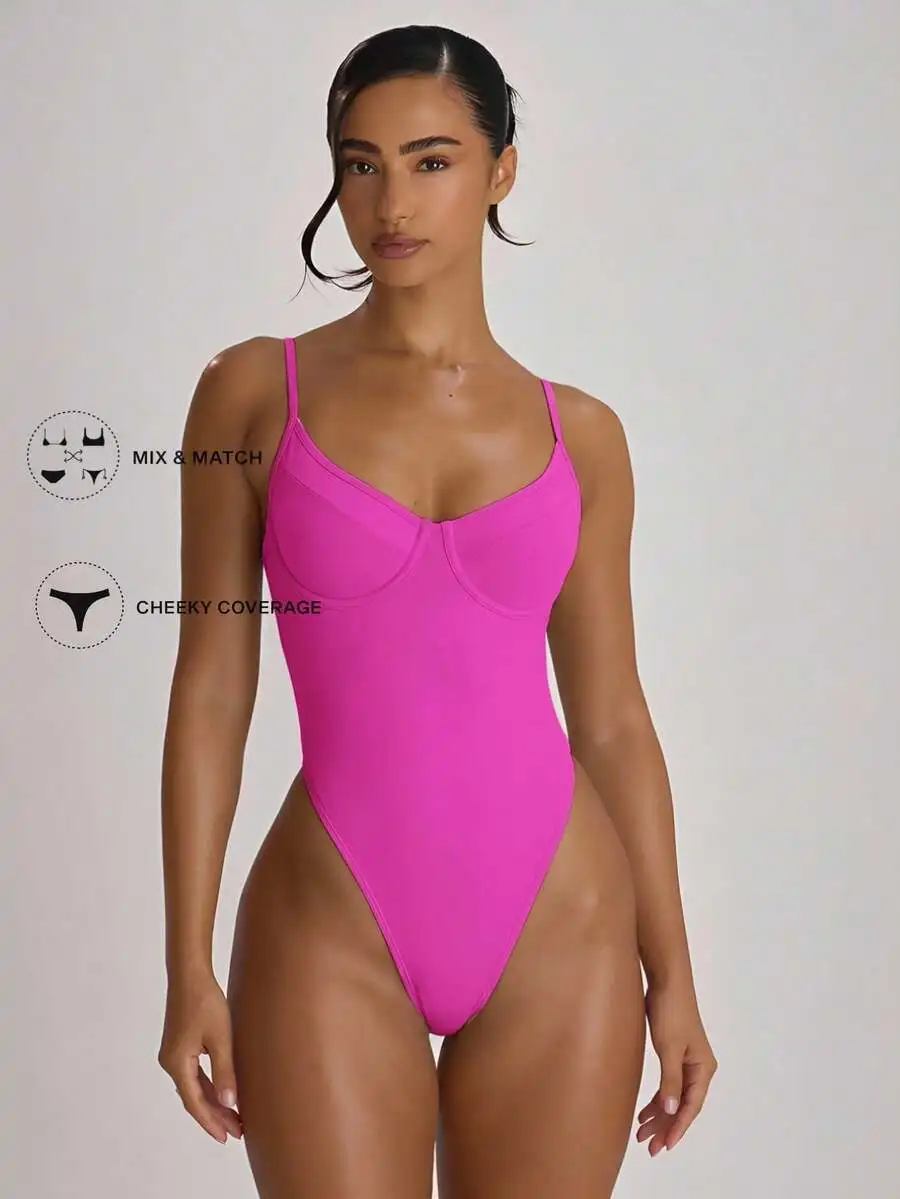 High Leg Cheeky Swimsuit With Underwire Cup Solid Color Beachwear Summer Vacation Swimwear
High Leg Cheeky Swimsuit With Underwire Cup Solid Color Beachwear Summer Vacation Swimwear