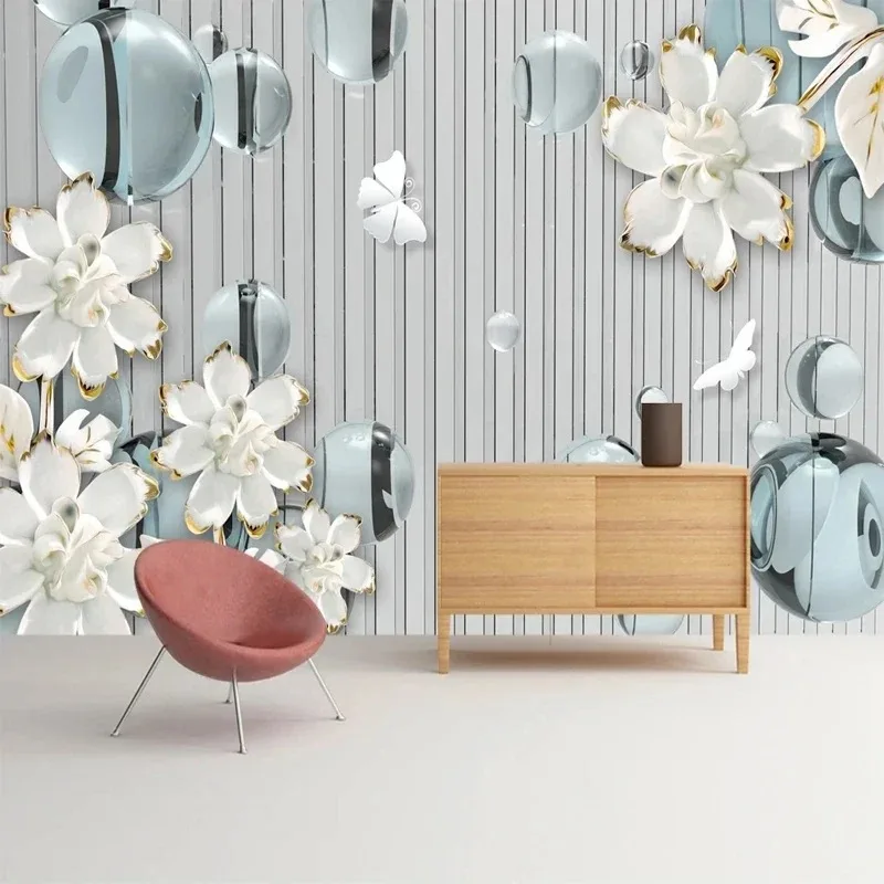 Modern Style Wall Mural 3D Embossed Ball Flowers Striped TV Background Wallpaper for Bedroom Living Room Modern Home Decor
Modern Style Wall Mural 3D Embossed Ball Flowers Striped TV Background Wallpaper for Bedroom Living Room Modern Home Decor