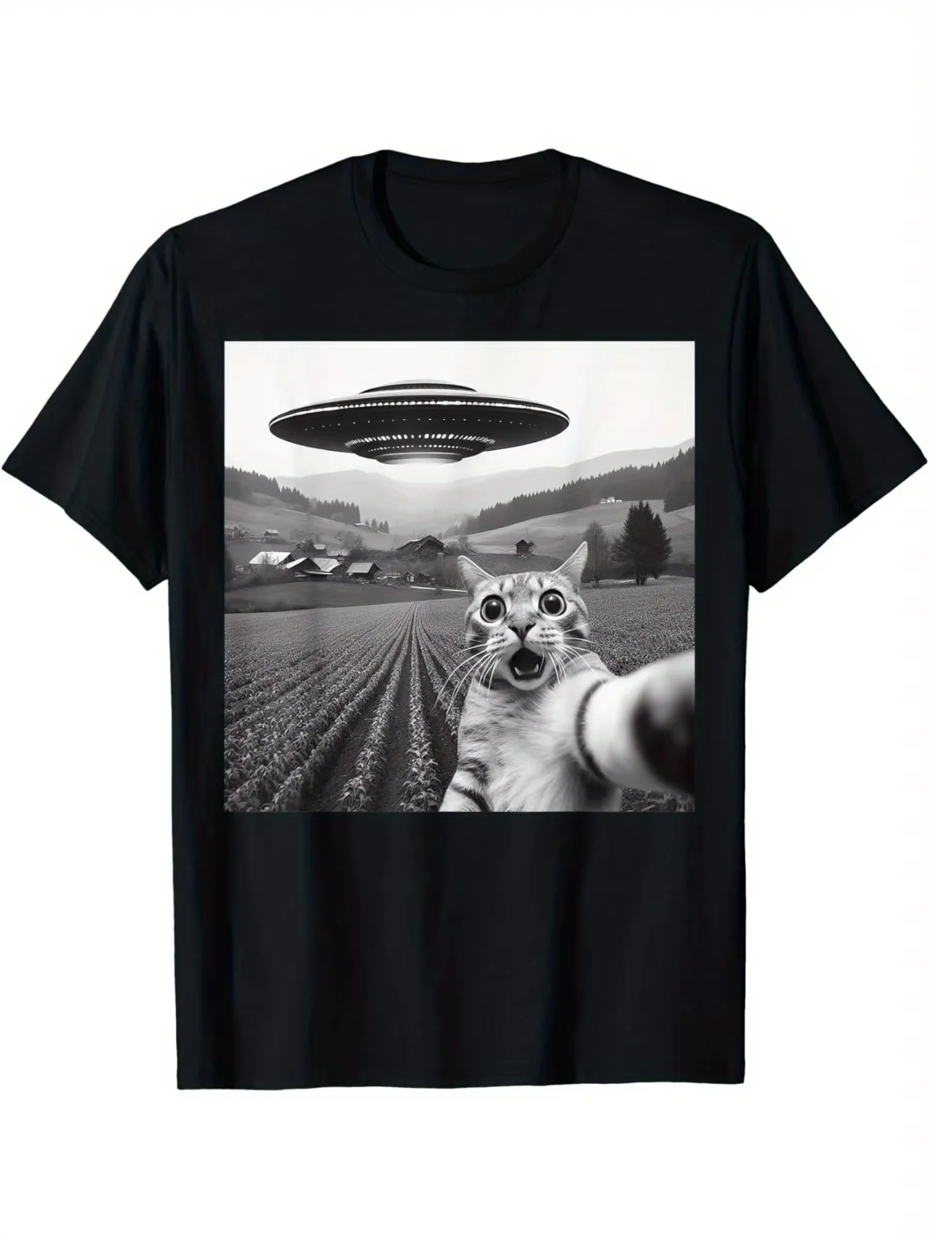UFO and Cat Pattern Print Tshirt Women Men Summer Casual Loose Humorous Round Neck Short Sleeve Over
UFO and Cat Pattern Print Tshirt Women Men Summer Casual Loose Humorous Round Neck Short Sleeve Over