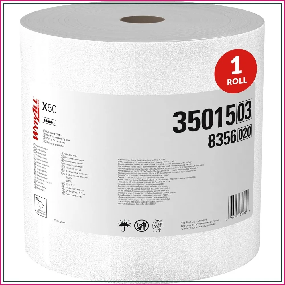Jumbo Cleaning Wipes, 1100 Sheets/Roll, Strong Towels for Extended Use, White
Jumbo Cleaning Wipes, 1100 Sheets/Roll, Strong Towels for Extended Use, White