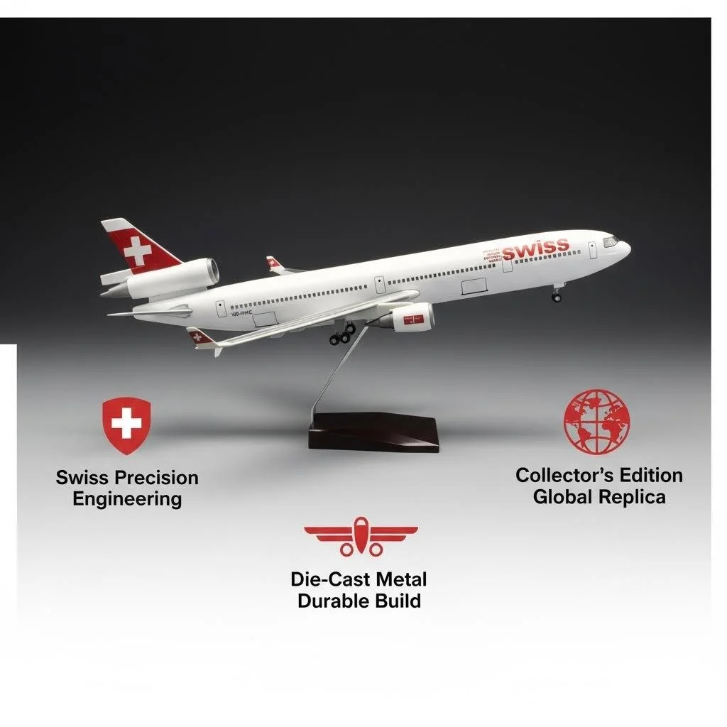 47cm Swiss Md-11 Airplane Model Diecast Resin Airplane Model With Stand Wheel Aircraft Static Display Of Collections Model Gift
47cm Swiss Md-11 Airplane Model Diecast Resin Airplane Model With Stand Wheel Aircraft Static Display Of Collections Model Gift