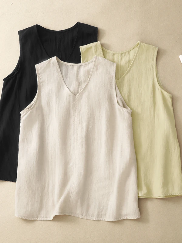 Summer Casual Loose Sleeveless V-Neck Vest Women's plus Size Pure Color Trendy Top Comfortable Breathable Cotton Linen Fabric
Summer Casual Loose Sleeveless V-Neck Vest Women's plus Size Pure Color Trendy Top Comfortable Breathable Cotton Linen Fabric