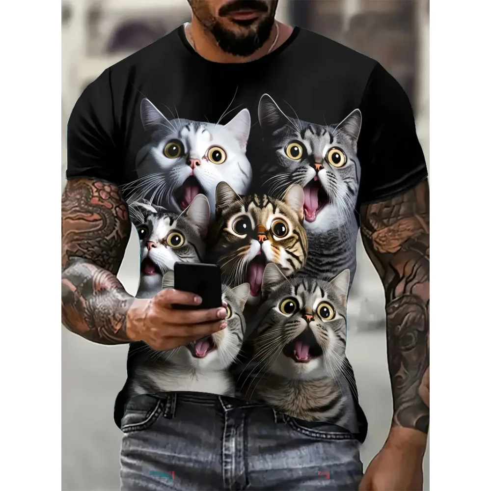 Summer Men's Breathable Outdoor T-shirt Short Sleeve Cartoon Cat Printed Pattern Large Size Loose Men's T-shirt Casual Classic
Summer Men's Breathable Outdoor T-shirt Short Sleeve Cartoon Cat Printed Pattern Large Size Loose Men's T-shirt Casual Classic