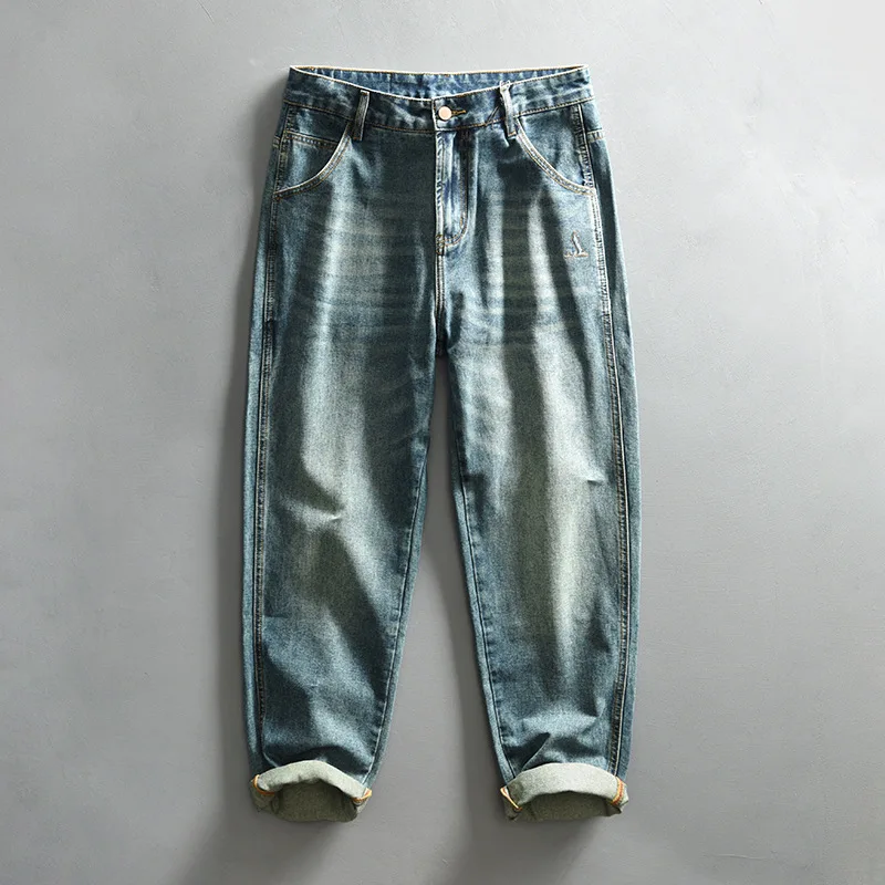 Vintage Washed Blue Denim Jeans for Men Streetwear Straight Pants for Youth Male Spring Autumn Soft Cotton Breathable Trousers
Vintage Washed Blue Denim Jeans for Men Streetwear Straight Pants for Youth Male Spring Autumn Soft Cotton Breathable Trousers