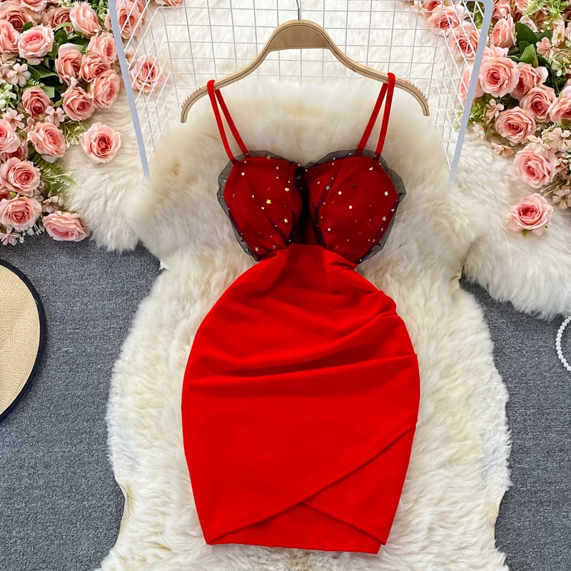 Summer Sexy Mesh Patchwork Bodycon Mini Dress Women Red/Black/Pink/White Spaghetti Strap Vestidos Club Party Short Robe 2022 New
Summer Sexy Mesh Patchwork Bodycon Mini Dress Women Red/Black/Pink/White Spaghetti Strap Vestidos Club Party Short Robe 2022 New