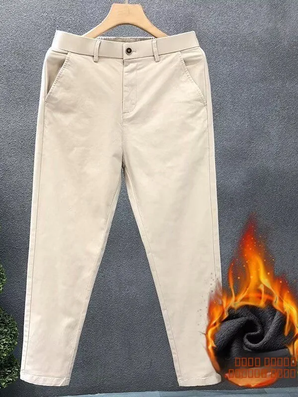 Мужские брюки с высокой талией, прямого кроя, цвета хаки, из хлопка, на флисовой подкладке, облегающие, повседневные, деловые, коллекция осень-зима
Мужские брюки с высокой талией, прямого кроя, цвета хаки, из хлопка, на флисовой подкладке, облегающие, повседневные, деловые, коллекция осень-зима