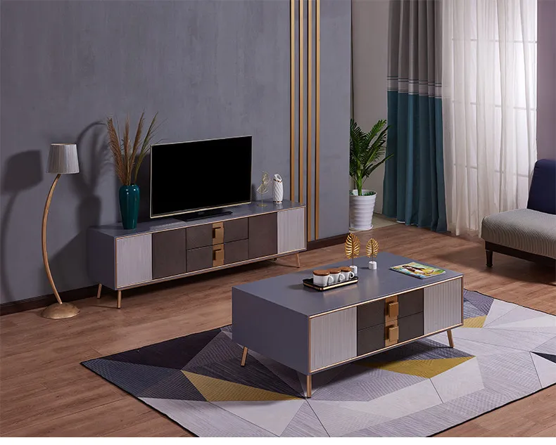 Modern minimalist living room light luxury TV cabinet, coffee table combo set, integrated TV cabinet
Modern minimalist living room light luxury TV cabinet, coffee table combo set, integrated TV cabinet