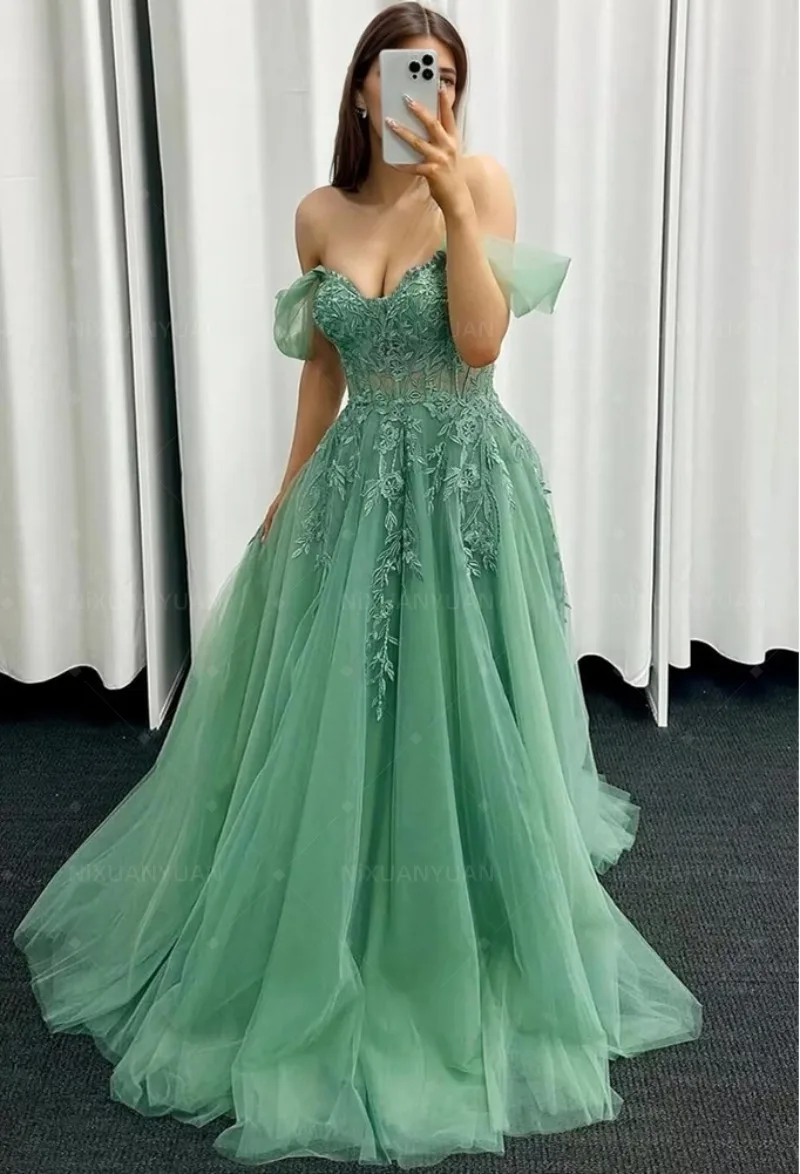 EGS Off Shoulder Prom Dress Lace Applique Evening Dress for Party Princess Gown فساتين مناسبة رسمية Customized Dress פרום שמלה
EGS Off Shoulder Prom Dress Lace Applique Evening Dress for Party Princess Gown فساتين مناسبة رسمية Customized Dress פרום שמלה