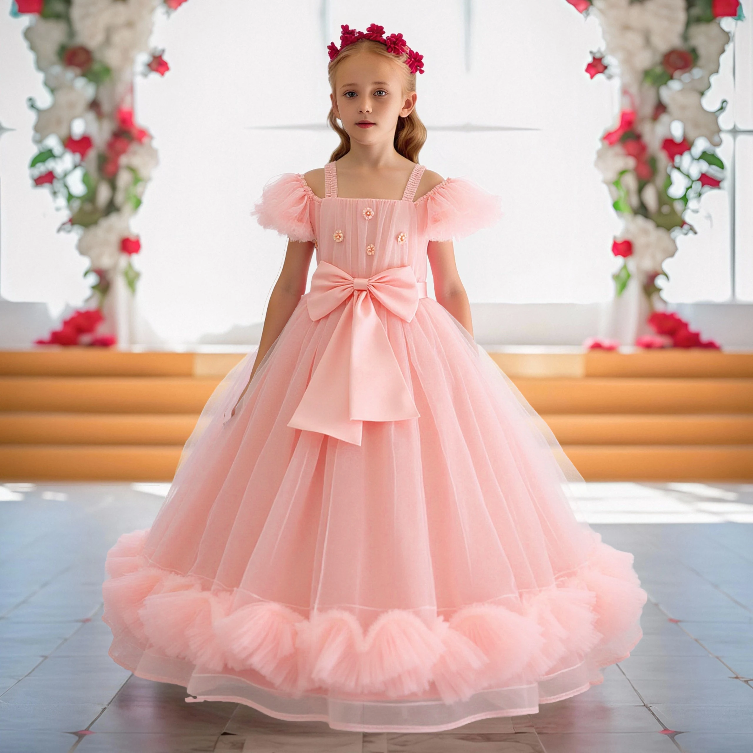 Shoulerless Bridesmaid Princess Party Dresses for Girls Elegant Tulle Wedding Birthday Prom Girl Dresses Flower Evening Costumes
Shoulerless Bridesmaid Princess Party Dresses for Girls Elegant Tulle Wedding Birthday Prom Girl Dresses Flower Evening Costumes