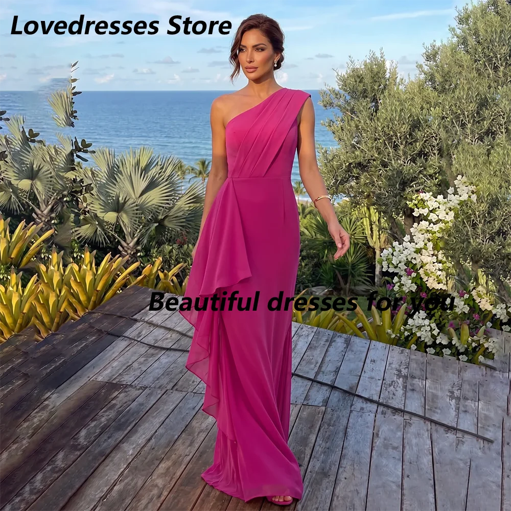 Elegant Fuchsia One Shoulder Prom Dress Customized Ruffles Chiffon Floor Length Mermaid Party Dress Back Slit Evening Gown
Elegant Fuchsia One Shoulder Prom Dress Customized Ruffles Chiffon Floor Length Mermaid Party Dress Back Slit Evening Gown