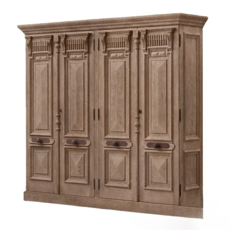 Retro old solid wood carving flower wardrobe, American bedroom high-end fashion antique wardrobe furniture
Retro old solid wood carving flower wardrobe, American bedroom high-end fashion antique wardrobe furniture