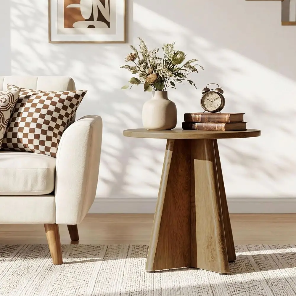 19.7 Natural Oak Small End Table for Living Room, Bedroom, and Small Spaces with Sculptural Base
19.7 Natural Oak Small End Table for Living Room, Bedroom, and Small Spaces with Sculptural Base