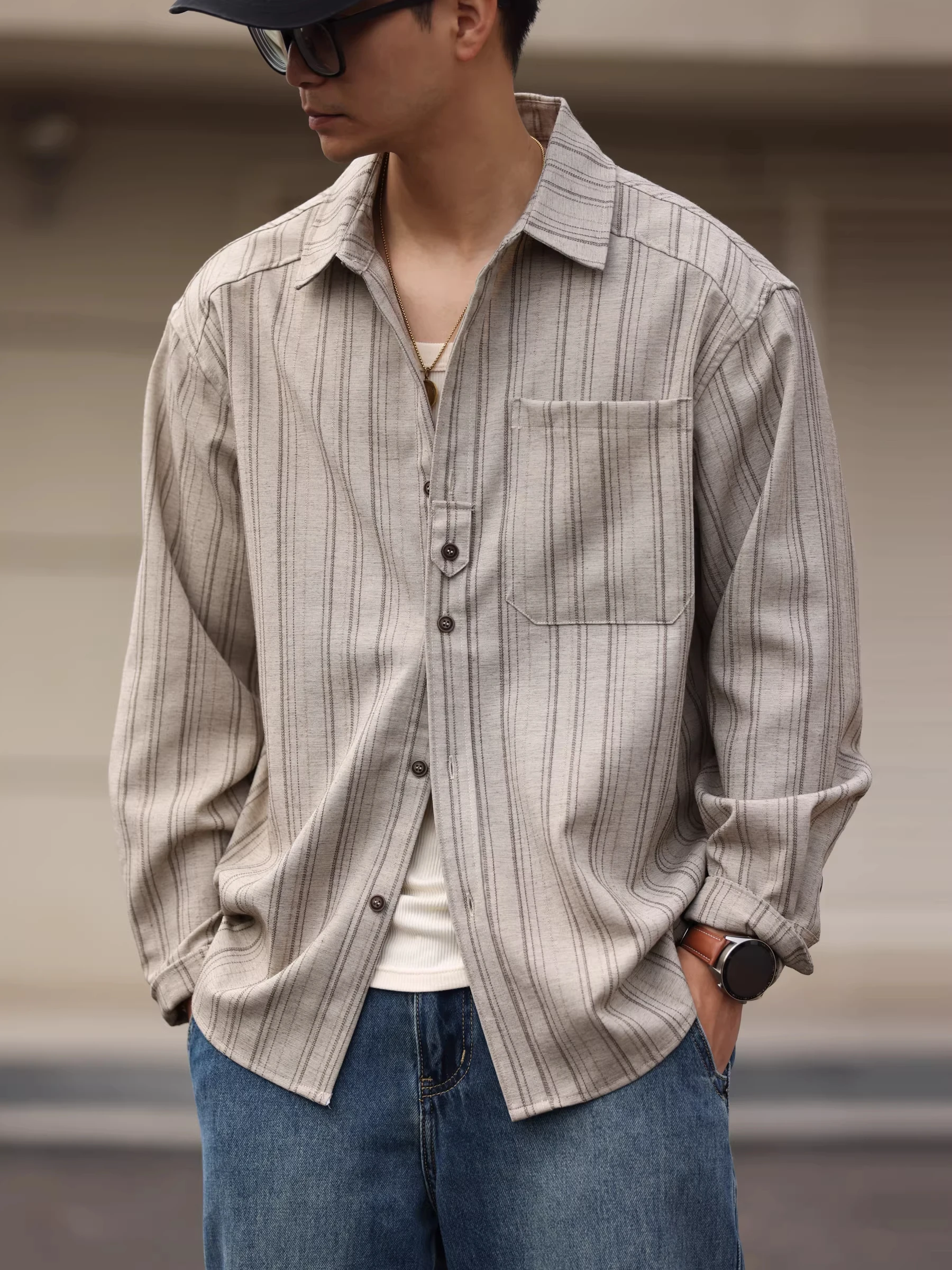Men's plus Size American Retro Striped Workwear Long Sve irt Summer New Sle Tee-dimensional Outer irt Casual Faion
Men's plus Size American Retro Striped Workwear Long Sve irt Summer New Sle Tee-dimensional Outer irt Casual Faion