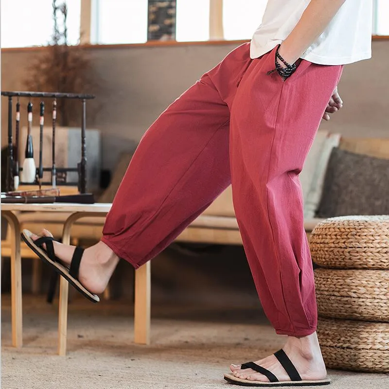 Japan Style Men Ankle Length Pants Cotton Linen Wide Leg Pants Casual Loose Solid Drawstring Trousers Plus Size M-7XL
Japan Style Men Ankle Length Pants Cotton Linen Wide Leg Pants Casual Loose Solid Drawstring Trousers Plus Size M-7XL
