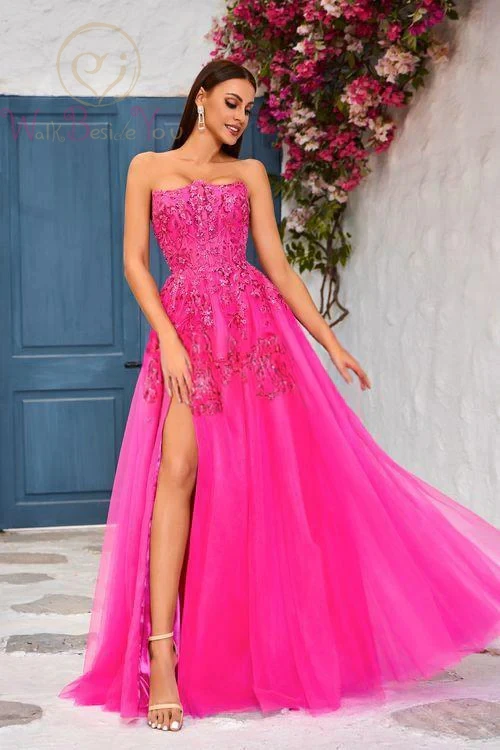Tulle Sequined Lace Appliques Prom Dresses Sleeveless Strapless Corset Back Evening Gowns Long Formal Party Dresses Custom Made
Tulle Sequined Lace Appliques Prom Dresses Sleeveless Strapless Corset Back Evening Gowns Long Formal Party Dresses Custom Made