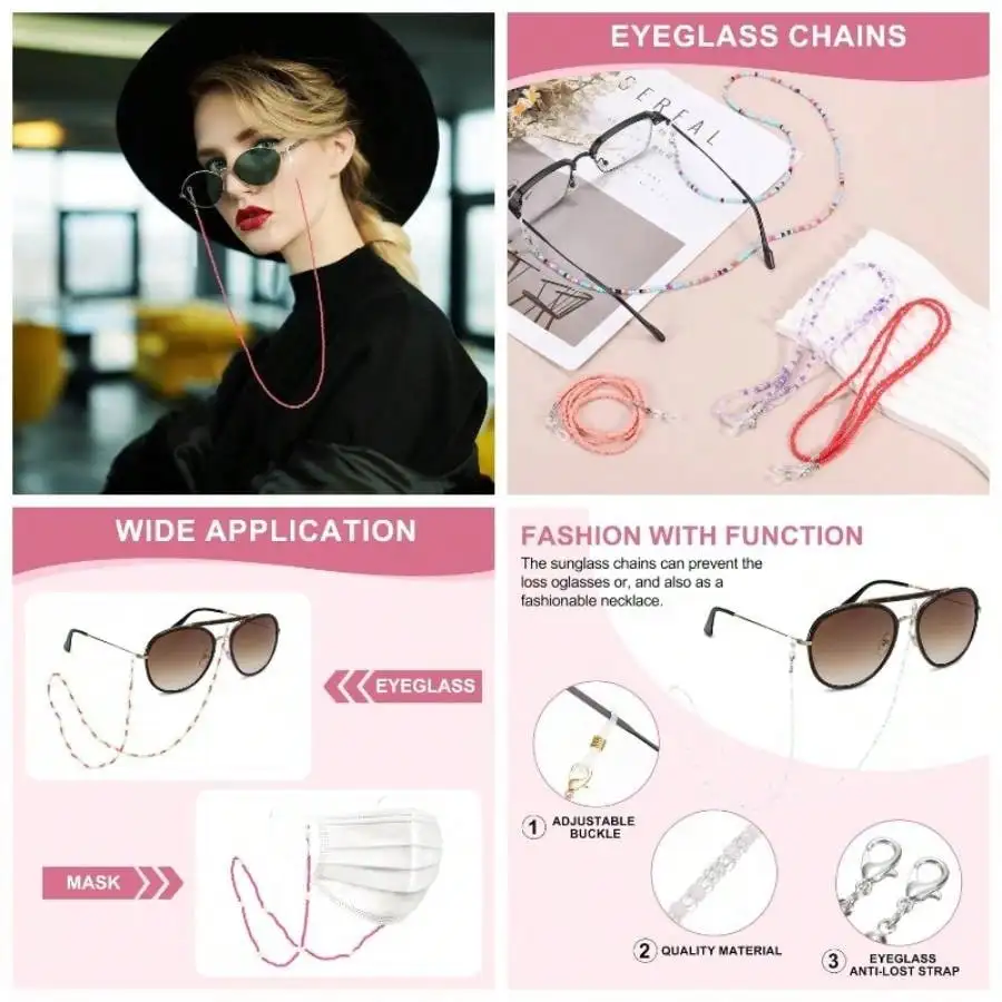 Eyeglass Chains Women, Eyeglass Holder Bead Chains Adjustable Lanyards Holder Chains Glass
Eyeglass Chains Women, Eyeglass Holder Bead Chains Adjustable Lanyards Holder Chains Glass