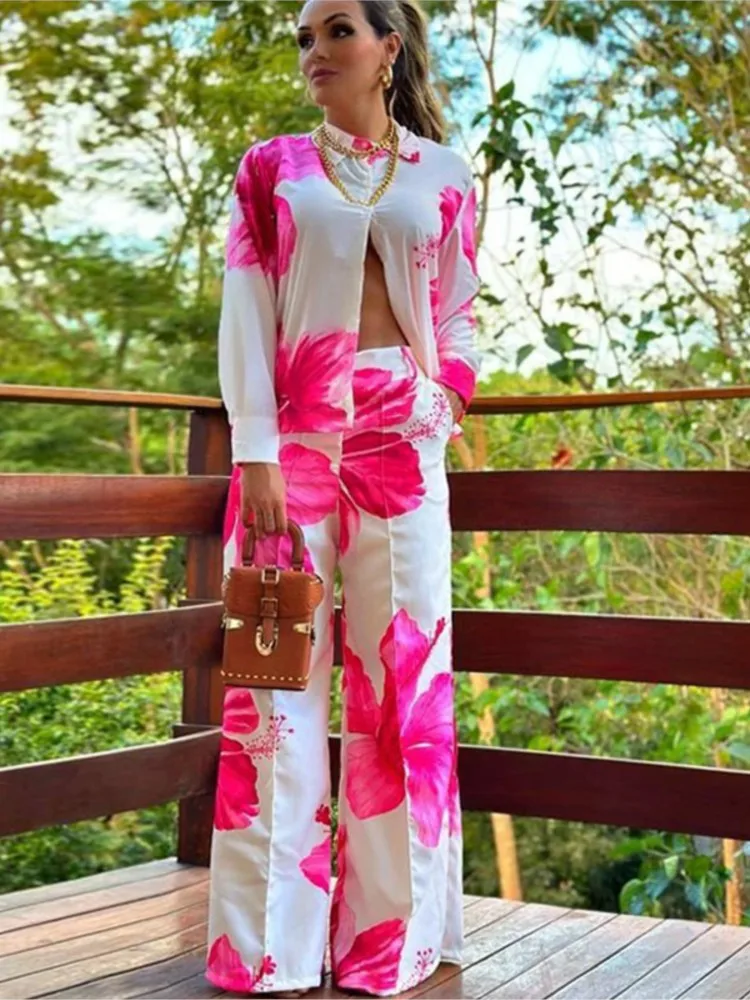Floral Fashion Printed Shirt Wide Leg Pants Two-piece Set 2026 Spring And Autumn New Women's Casual Daily Shirt Set Female
Floral Fashion Printed Shirt Wide Leg Pants Two-piece Set 2026 Spring And Autumn New Women's Casual Daily Shirt Set Female