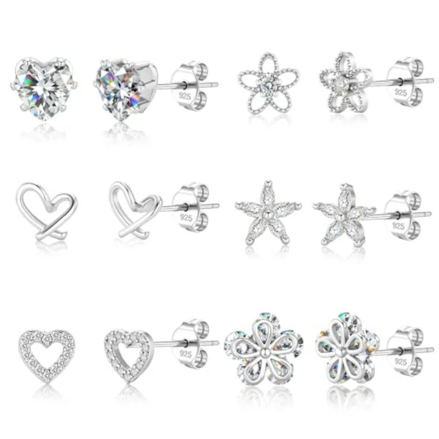 ALEXCRAFT Small Gold Stud Earrings - 6 Pairs Cute Heart Studs for Women - Cubic Zirconia - Hypoallergenic - Pack
ALEXCRAFT Small Gold Stud Earrings - 6 Pairs Cute Heart Studs for Women - Cubic Zirconia - Hypoallergenic - Pack