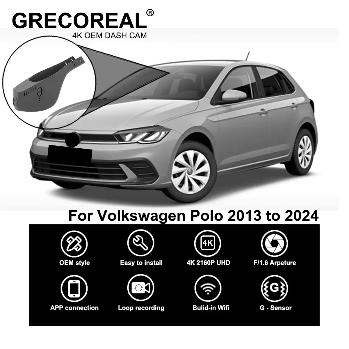 GRECOREAL 4K Dash Cam Front and Rear 2160P WiFi Car Camera Dual Dashcam APP Control Plug Play Compatible with Volkswagen Polo Vw
GRECOREAL 4K Dash Cam Front and Rear 2160P WiFi Car Camera Dual Dashcam APP Control Plug Play Compatible with Volkswagen Polo Vw
