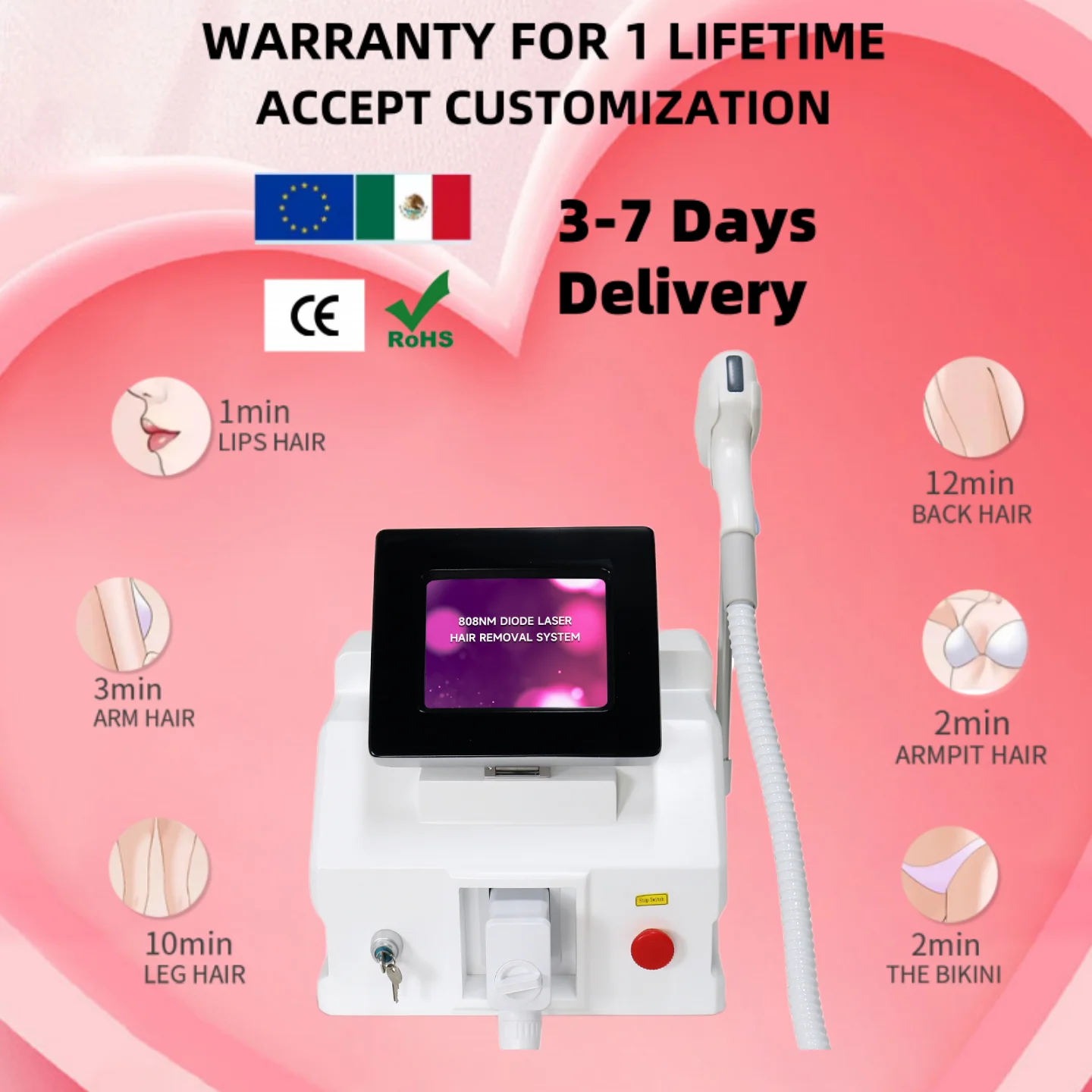 Professional Soprano 755nm 1064nm 808nm Diod Laser Hair Removal Machine Ice Platinum 3 Wavelength Laser For Beauty Salon Use
Professional Soprano 755nm 1064nm 808nm Diod Laser Hair Removal Machine Ice Platinum 3 Wavelength Laser For Beauty Salon Use