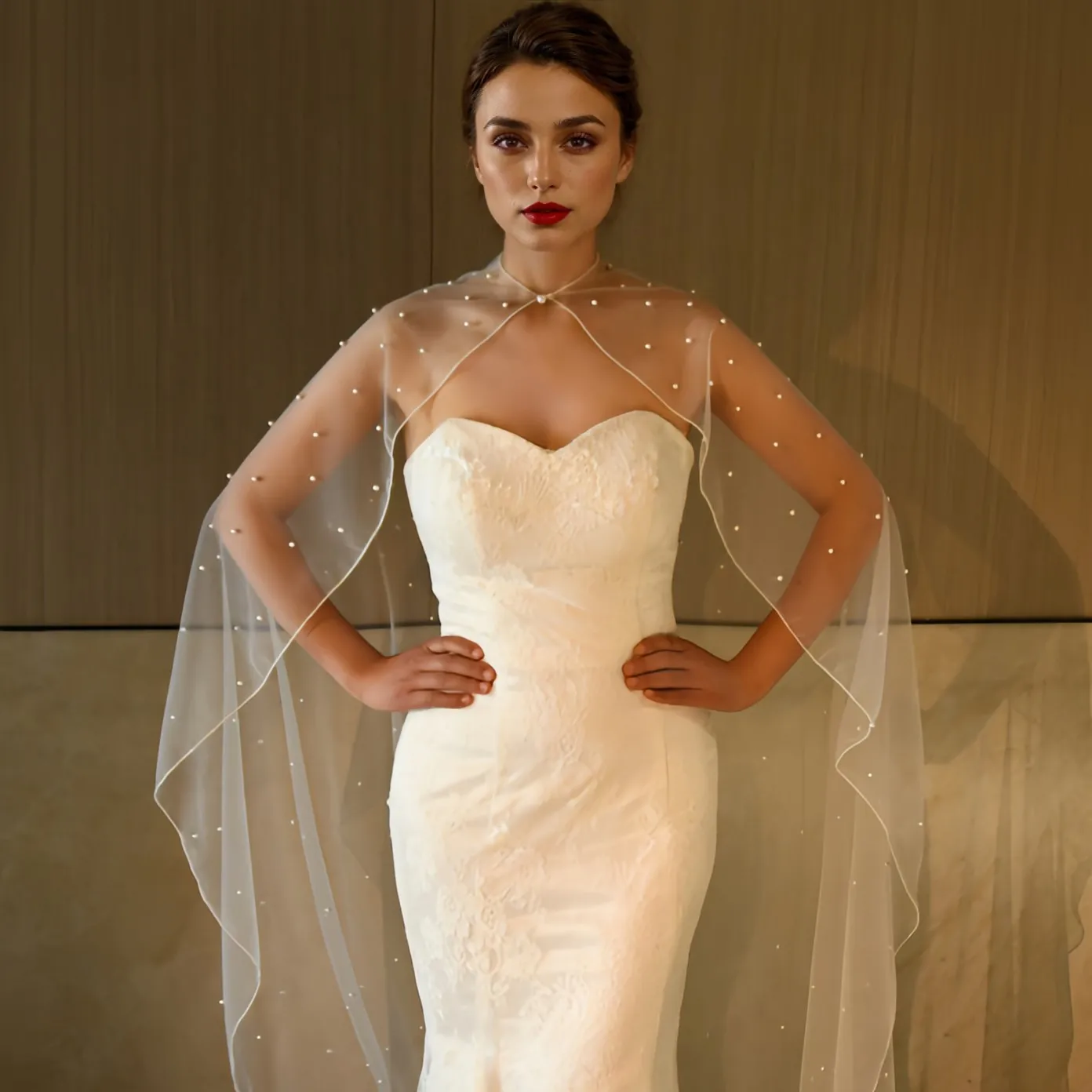 Elegant Pearl-Beaded Tulle Bridal Cape 200CM Long Detachable Wedding Cloak with Pearl Toggle Closure for Evening Gown Prom GP17A
Elegant Pearl-Beaded Tulle Bridal Cape 200CM Long Detachable Wedding Cloak with Pearl Toggle Closure for Evening Gown Prom GP17A