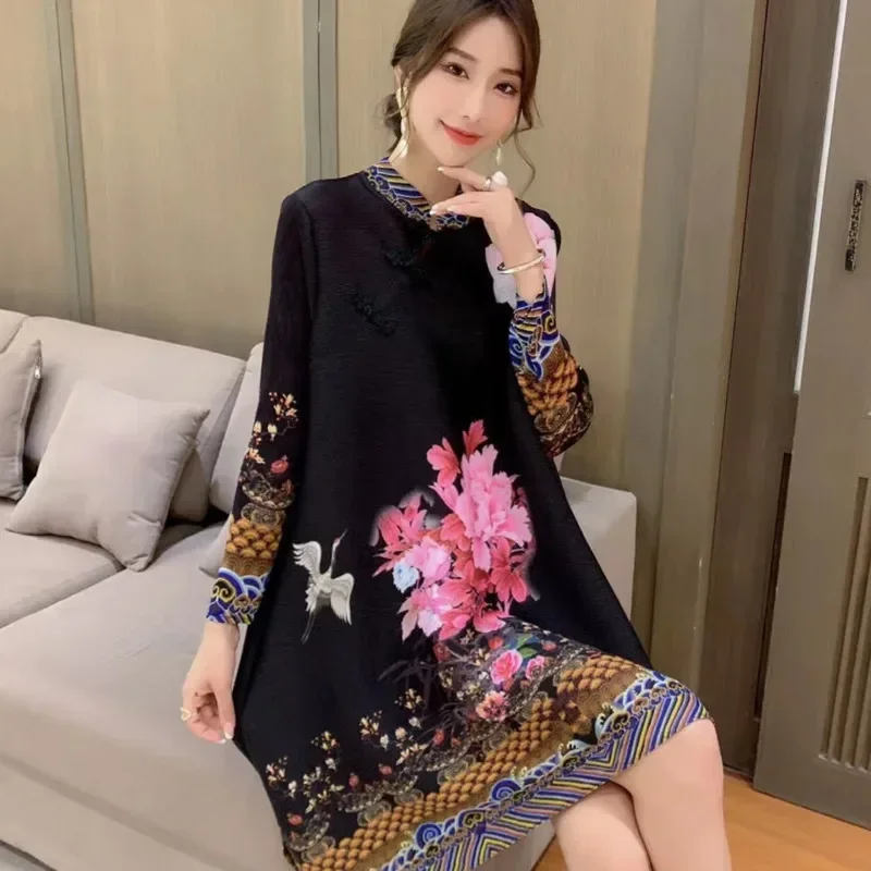 Chinese Style Pleated Print Dress Women National Style Modern Vintage Cheongsam Fashion Loose 2022 Spring Elegant Elastic Fabric
Chinese Style Pleated Print Dress Women National Style Modern Vintage Cheongsam Fashion Loose 2022 Spring Elegant Elastic Fabric