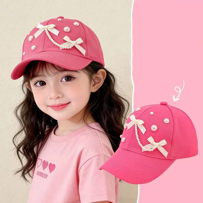 Pearl Pendant Bow Baseball Cap for Girl Duck Tongue Hat Long-Brim Kids Sun Hats Pink Purple Color Children Peaked Caps 2-9Year
Pearl Pendant Bow Baseball Cap for Girl Duck Tongue Hat Long-Brim Kids Sun Hats Pink Purple Color Children Peaked Caps 2-9Year