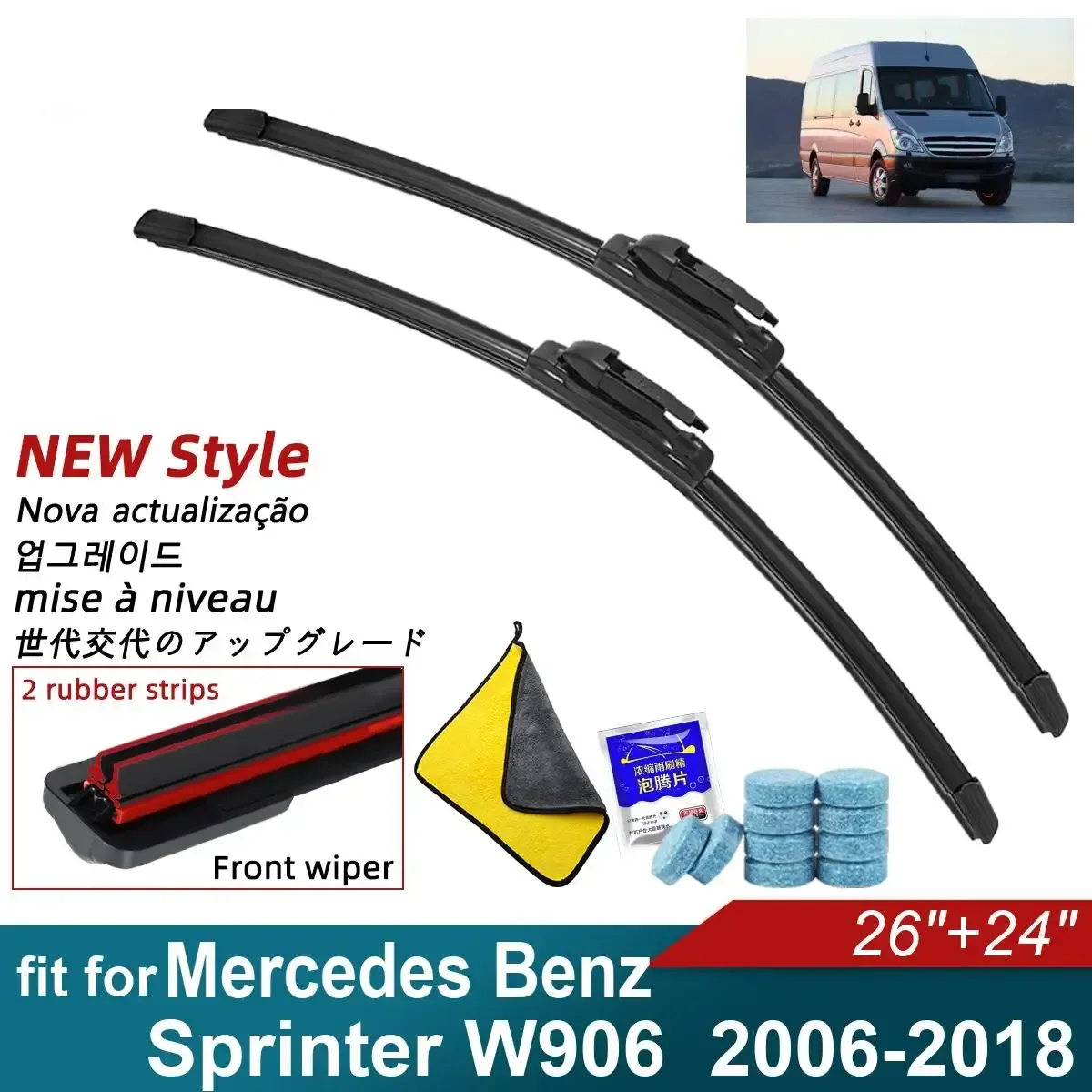 Double Rubber Car Wiper Blades for 2006-2018 Mercedes Benz Sprinter W906 Front Rear Windscreen Windshield Wipers Car
Double Rubber Car Wiper Blades for 2006-2018 Mercedes Benz Sprinter W906 Front Rear Windscreen Windshield Wipers Car