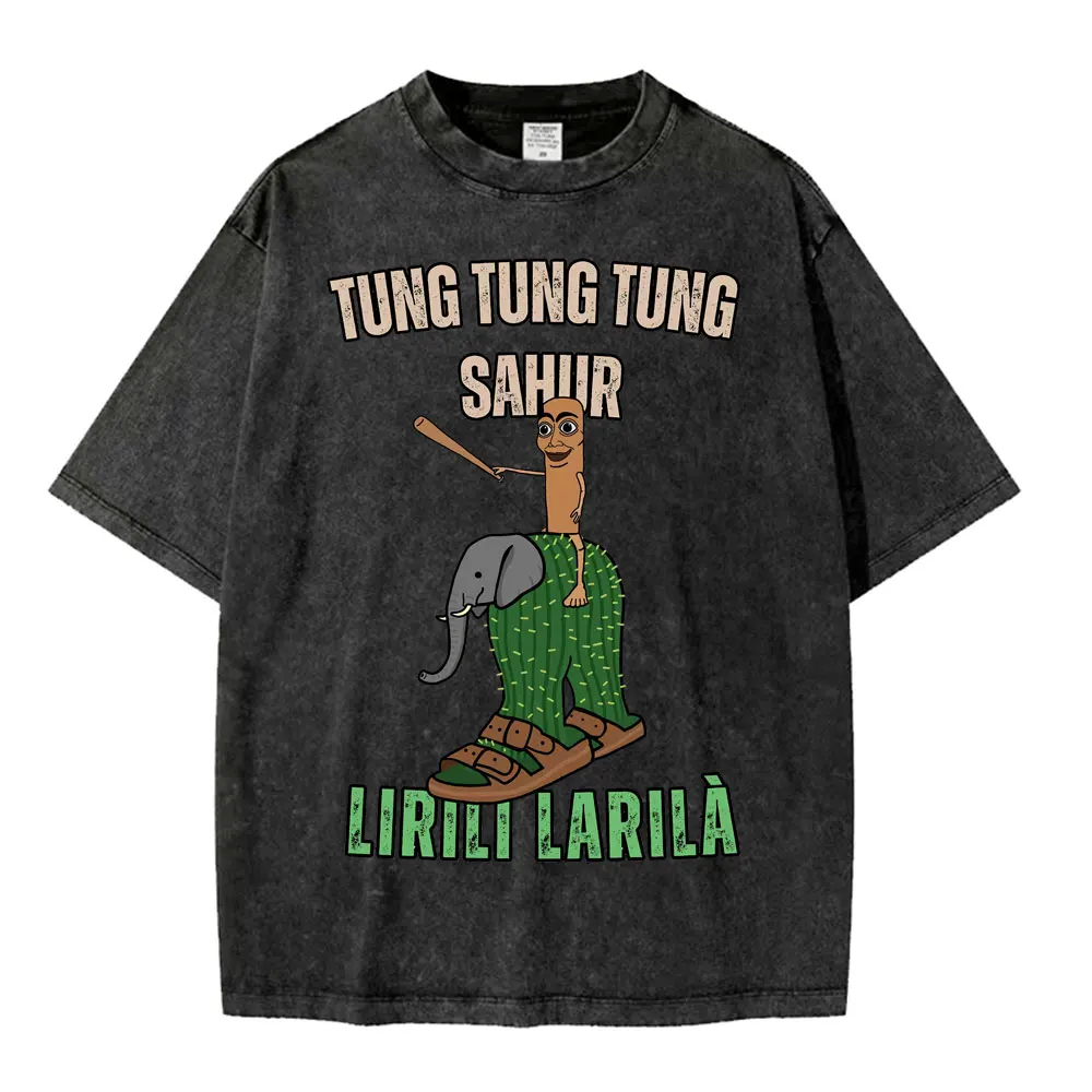 Vintage Washed Tung Tung Tung Sahur X Lirilì Larilà Funny Baseball Bat Meme T Shirts Men Women Fashion Oversized Cotton T-shirts
Vintage Washed Tung Tung Tung Sahur X Lirilì Larilà Funny Baseball Bat Meme T Shirts Men Women Fashion Oversized Cotton T-shirts