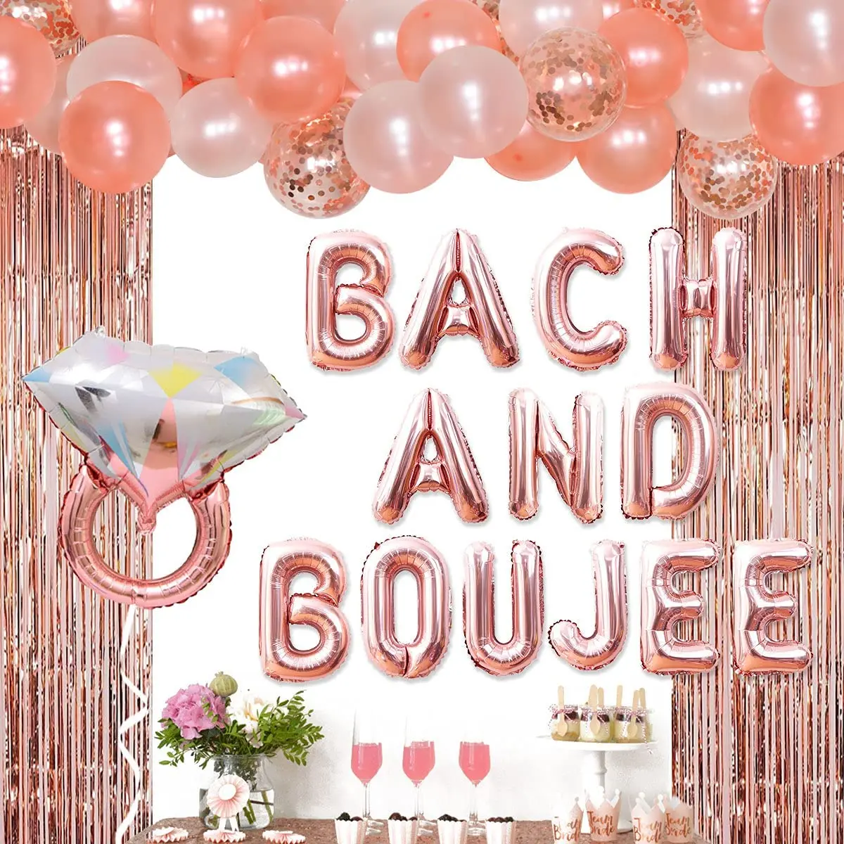 JOYMEMO BACH AND BOUJEE Bachelorette Party Decorations Rose Gold Balloon Garland with Fringe Curtain for Bridal Shower Supplies
JOYMEMO BACH AND BOUJEE Bachelorette Party Decorations Rose Gold Balloon Garland with Fringe Curtain for Bridal Shower Supplies