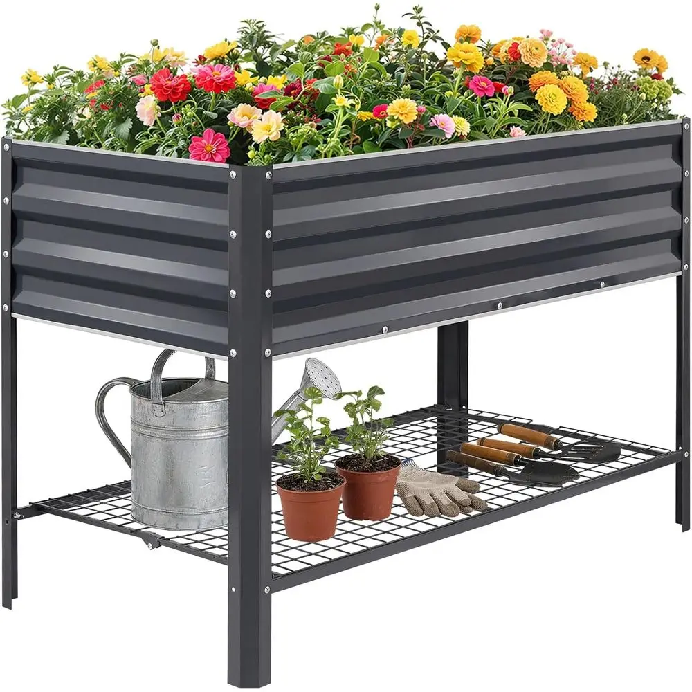 Large Elevated Garden Bed with Legs and Storage, 48x24x32in Metal Planter Box for Vegetables and Fruits, Grey
Large Elevated Garden Bed with Legs and Storage, 48x24x32in Metal Planter Box for Vegetables and Fruits, Grey