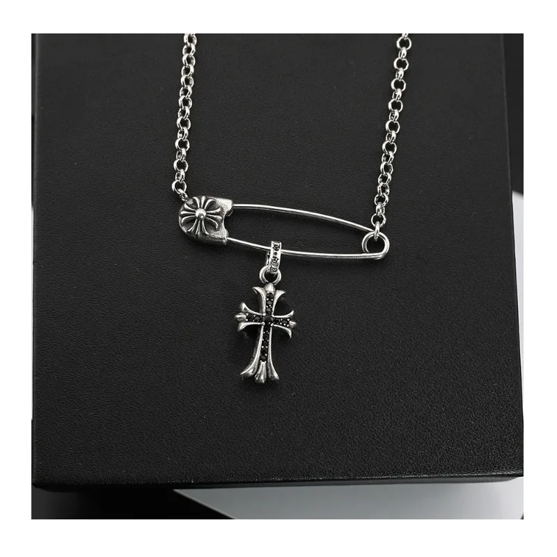 Crowe Retro Diamond-set Flame Cross Pin Design Necklace Hipster Men's and Women's Versatile Thai Silver Necklace
Crowe Retro Diamond-set Flame Cross Pin Design Necklace Hipster Men's and Women's Versatile Thai Silver Necklace