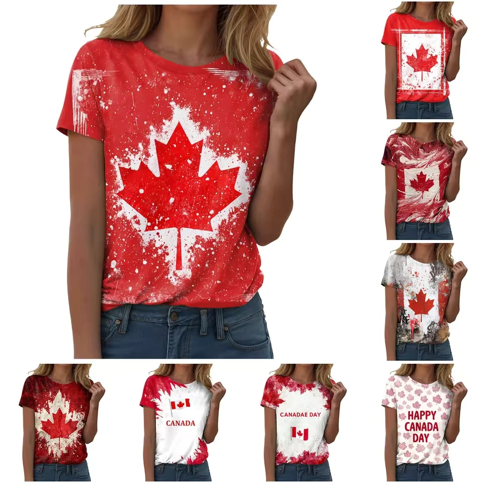 Women Canada Day Printed Casual Fashion Round Neck Short Sleeve T Shirt Top Fall Blouse For Women
Women Canada Day Printed Casual Fashion Round Neck Short Sleeve T Shirt Top Fall Blouse For Women