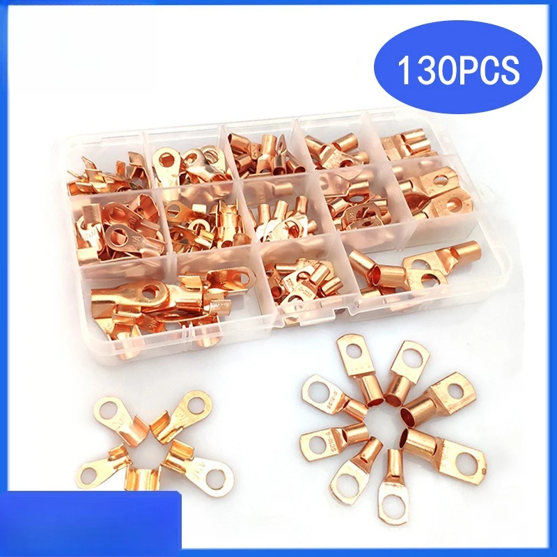 130Pcs/Box Mixed OT Open Copper Lugs & SC Open Barrel Terminals Bare Cable Connectors Kit
130Pcs/Box Mixed OT Open Copper Lugs & SC Open Barrel Terminals Bare Cable Connectors Kit