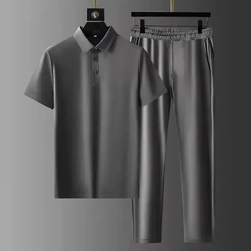 The Latest Polo Collar Suit Elastic Ultra-thin Speed Dry Ice Silk Short Sleeve Two-piece High-end Men's Lapel Suit
The Latest Polo Collar Suit Elastic Ultra-thin Speed Dry Ice Silk Short Sleeve Two-piece High-end Men's Lapel Suit