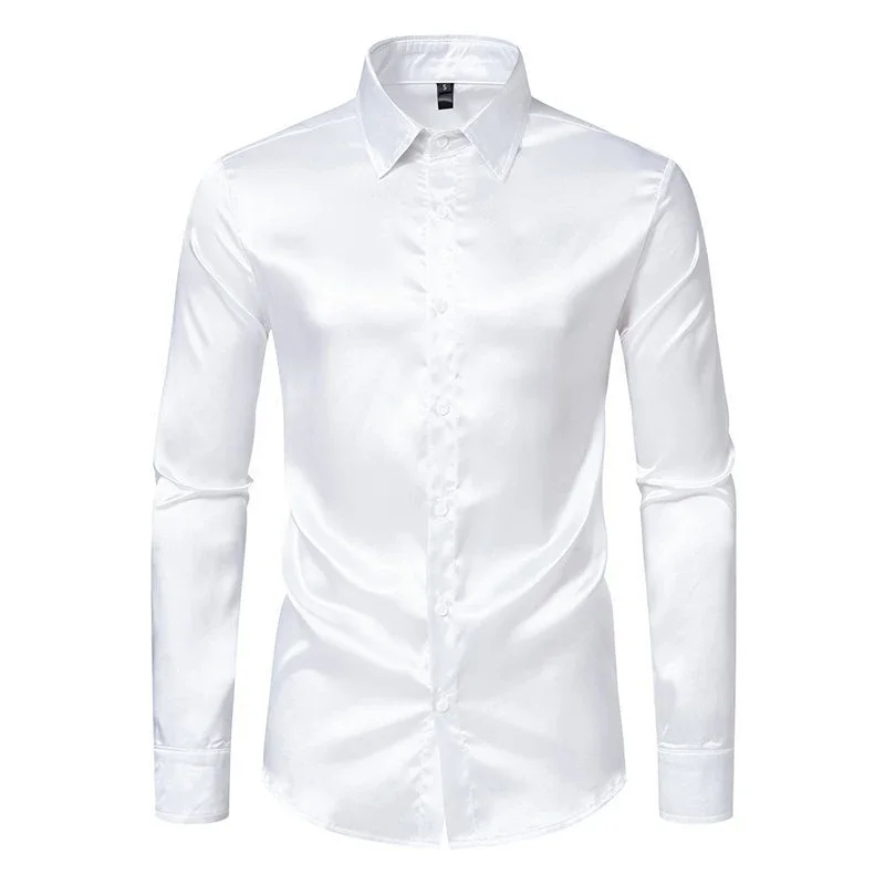 Spring and Autumn Men's Satin Fashion Shirt Casual Comfortable Solid Color Bright Face Trendy Long Sleeve Collar Shirt
Spring and Autumn Men's Satin Fashion Shirt Casual Comfortable Solid Color Bright Face Trendy Long Sleeve Collar Shirt
