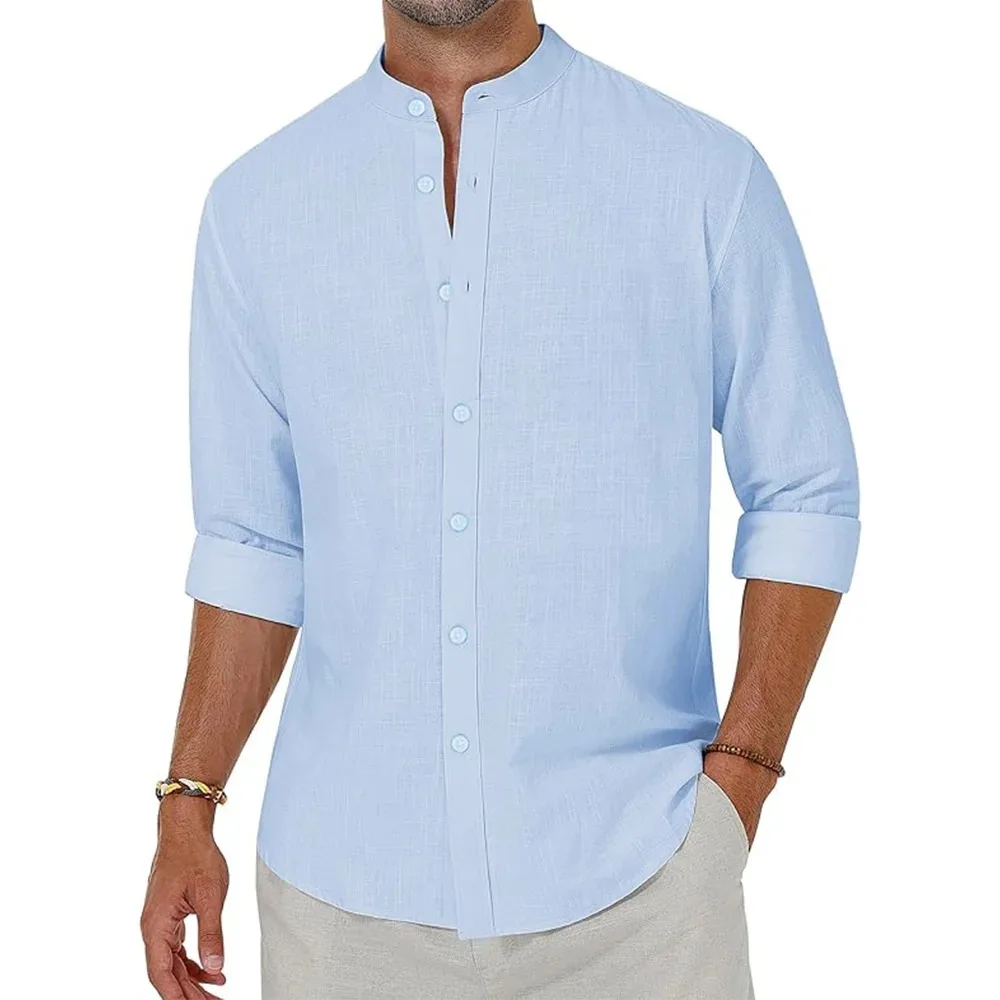 Men's Breathable Shirt Cotton Linen Long Sleeve Tee Button Henley Collar Beach Style Shirts Vacation Solid Casual Male Top
Men's Breathable Shirt Cotton Linen Long Sleeve Tee Button Henley Collar Beach Style Shirts Vacation Solid Casual Male Top