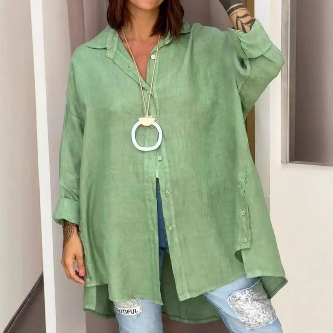 New 2024 Women's Loose Fit Nine Sleeve Cotton Linen Shirt Pure Color Trans-seasonal Commute Style Fashionable Business Casual
New 2024 Women's Loose Fit Nine Sleeve Cotton Linen Shirt Pure Color Trans-seasonal Commute Style Fashionable Business Casual