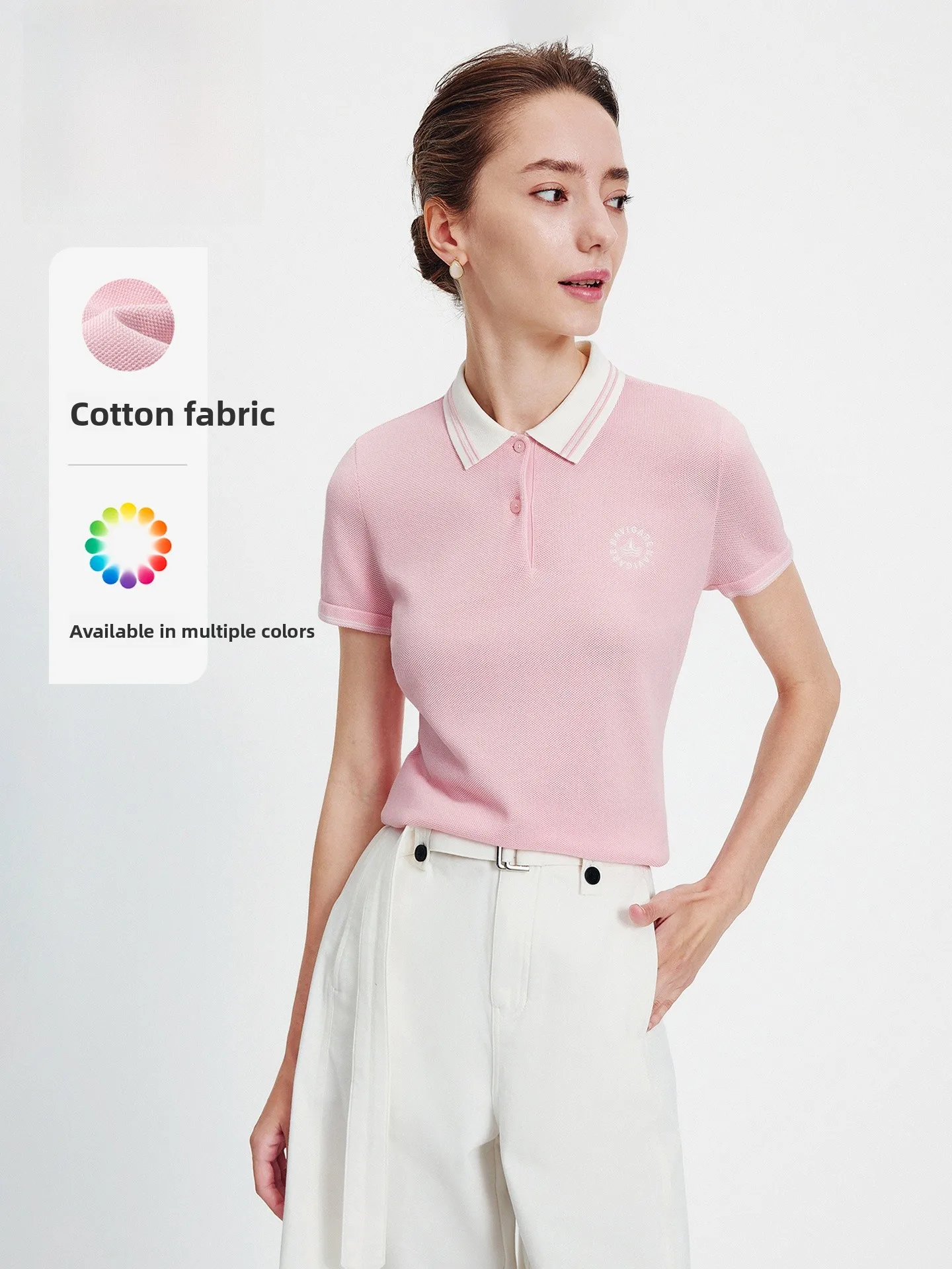 Navigare Women's Knitted irt Summer Casual Color Blo ort Sve Turn-down Collar T-irt Straight Cut Regular Fit
Navigare Women's Knitted irt Summer Casual Color Blo ort Sve Turn-down Collar T-irt Straight Cut Regular Fit