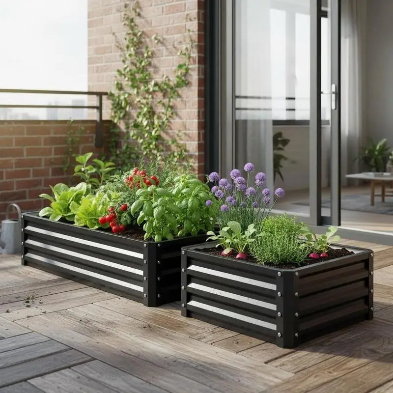 Set of 2 Raised Beds for Garden, Galvanised Outdoor Planters for Herbs Vegetables, Use for Patio Balcony, Grey
Set of 2 Raised Beds for Garden, Galvanised Outdoor Planters for Herbs Vegetables, Use for Patio Balcony, Grey
