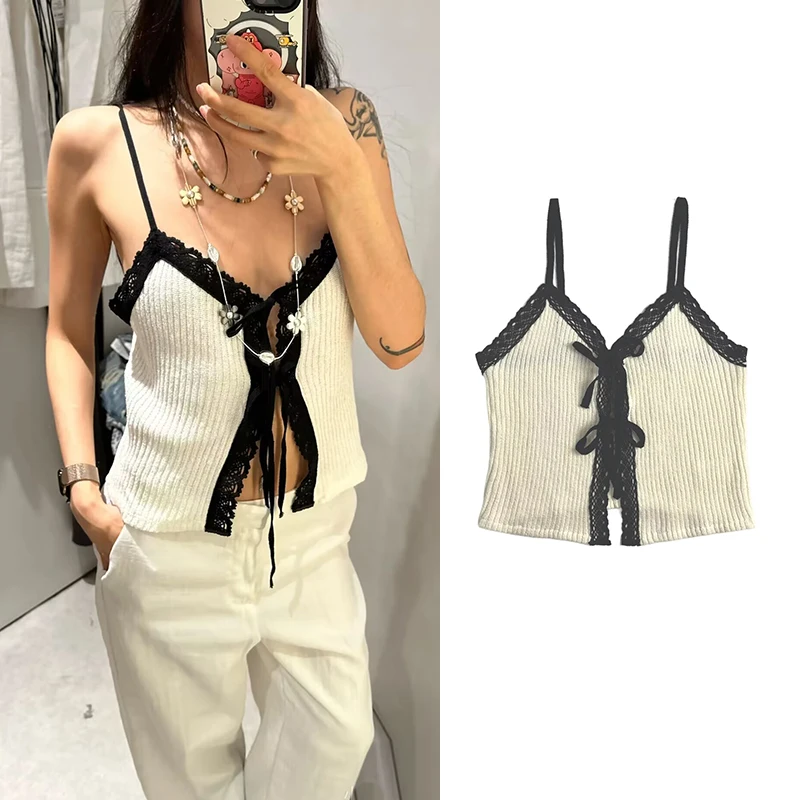 Tops Summer Women's 2025 New Chic Slim V-neck Sling Elegant Knitted Holiday Women's Tops Street Fashion Young Student Tops
Tops Summer Women's 2025 New Chic Slim V-neck Sling Elegant Knitted Holiday Women's Tops Street Fashion Young Student Tops