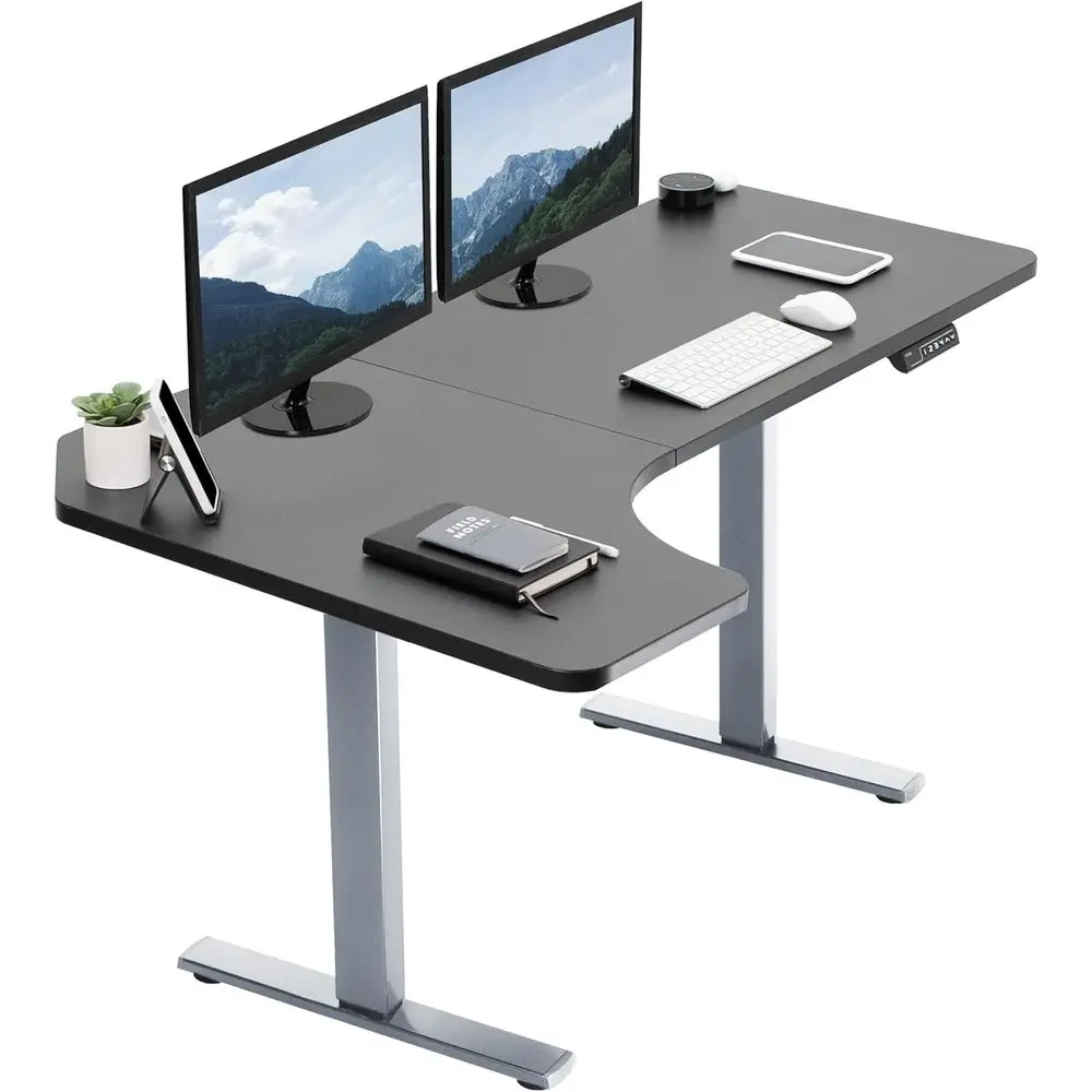 L-Shaped Electric Standing Desk, 58x35, Memory Height, 220 lbs Capacity, Reversible Black and Gray Top
L-Shaped Electric Standing Desk, 58x35, Memory Height, 220 lbs Capacity, Reversible Black and Gray Top