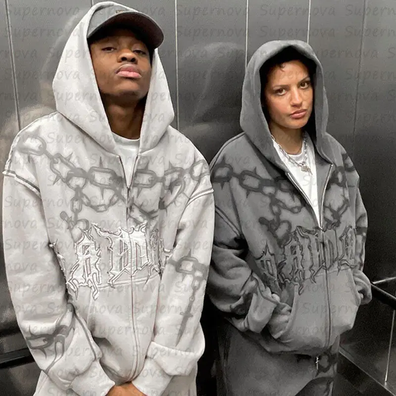 Hip-Hop Loose High Street Letter Stick Cloth Zipper Hoodie Printed Tide Brand Cardigan Coat Men and Women Hoodie Wholesale
Hip-Hop Loose High Street Letter Stick Cloth Zipper Hoodie Printed Tide Brand Cardigan Coat Men and Women Hoodie Wholesale