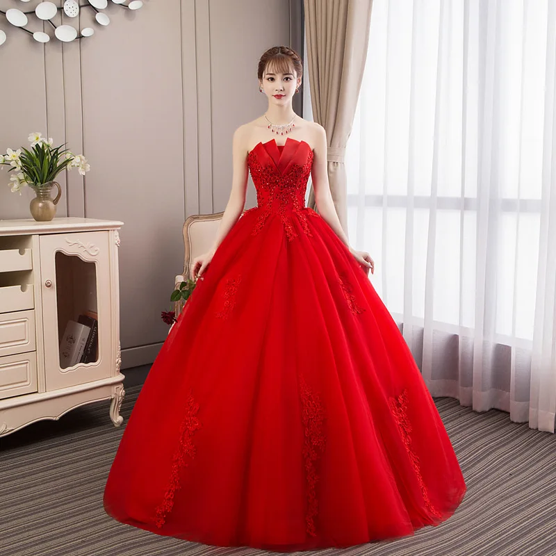 Wedding Dress Red New Style Bride Tube Top Autumn Summer High Waist Gauze for Women
Wedding Dress Red New Style Bride Tube Top Autumn Summer High Waist Gauze for Women