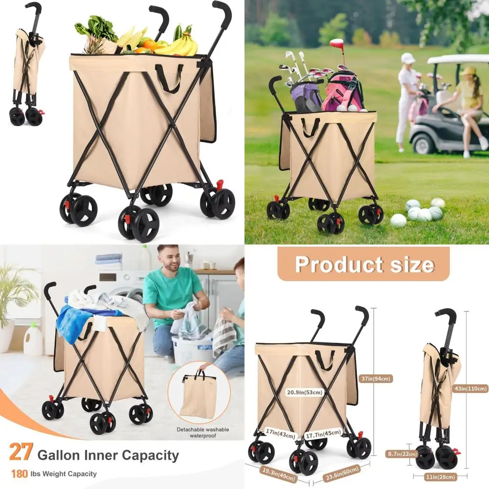 "folding shopping cart with 360 swivel wheels, compact design, water-resistant oxford cloth"
"folding shopping cart with 360 swivel wheels, compact design, water-resistant oxford cloth"